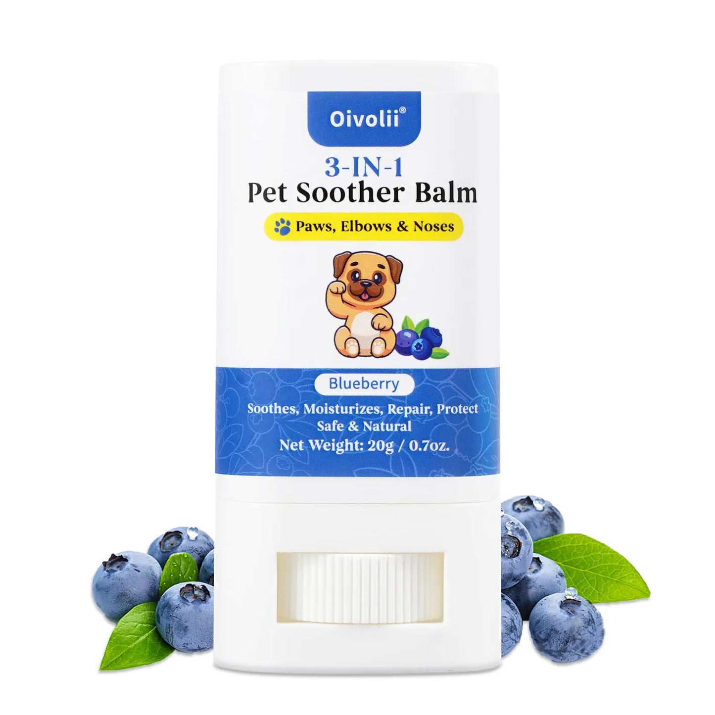 Oivolii Natural Lick-Safe Dog Paw Balm – 3-in-1 Paw, Nose/Snout & Elbow Moisturizer | Nourish & Repair Paws for Dogs & Cats