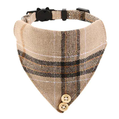 Plaid Bow Cat Collar with Bell for British Cats