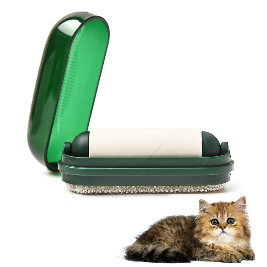 KINDABLU 2-in-1 Pet Hair Removal Tool – Cat & Dog Hair Remover with Sticky Roller + Brush Surface, Includes 9 Replacement Rollers, Compact & Portable